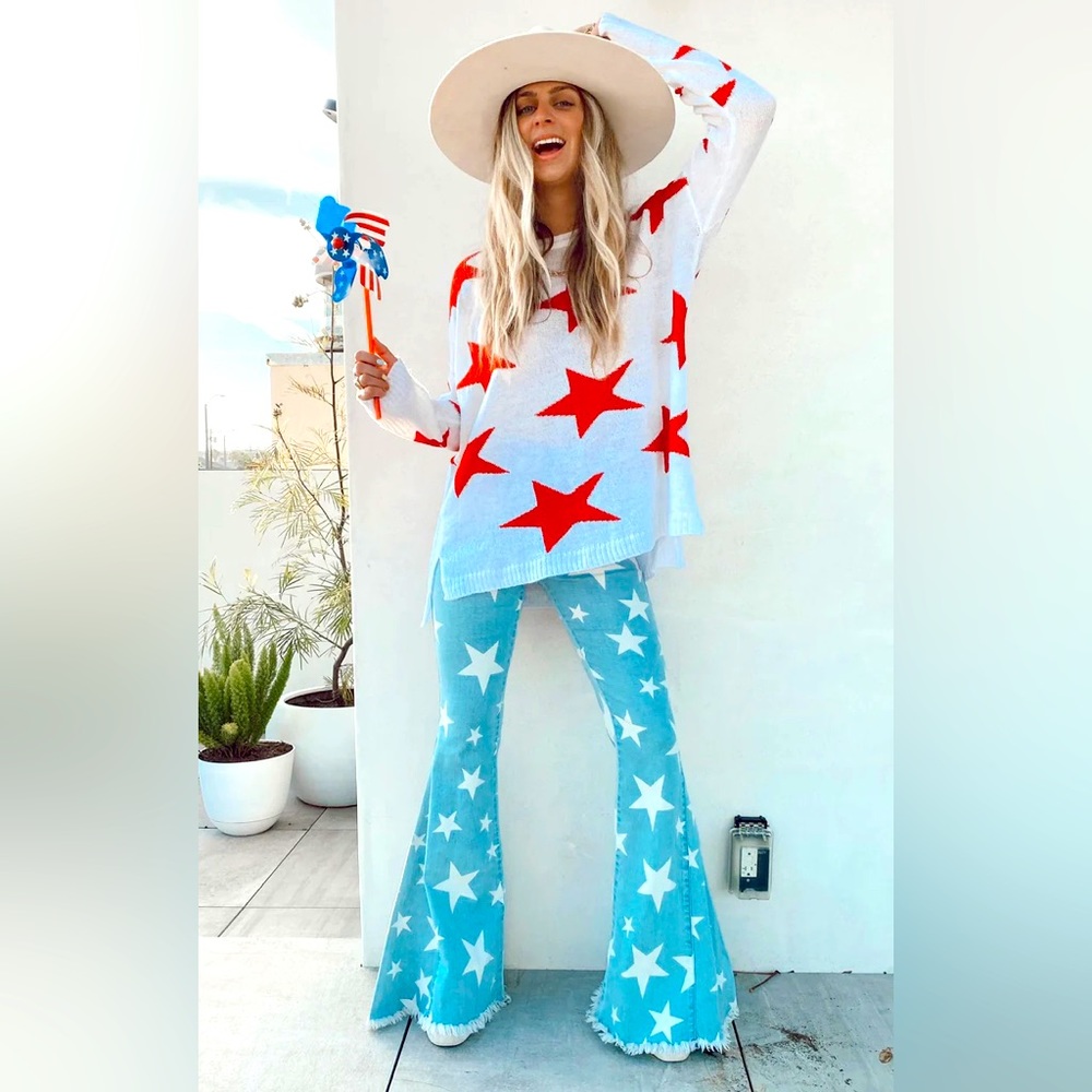 Show Me Your MuMu Light Blue Star Flare Jeans